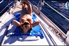Naked sunning in the islands